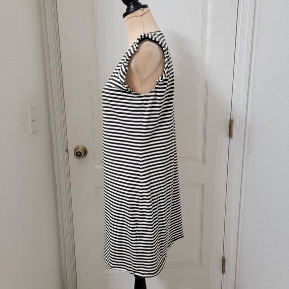 MICHAEL Michael Kors Size M Dark Olive Green and White Striped Shift Dress - Picture 4 of 11